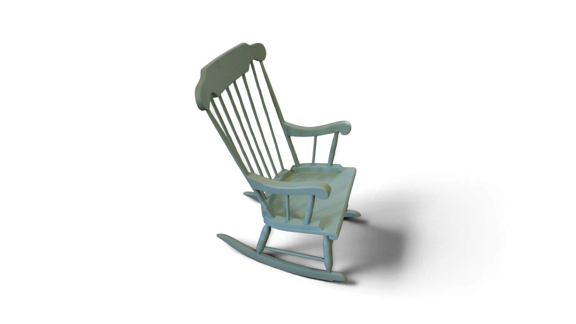 Vintage Houten Schommelstoel groen – Volledig Gerestaureerd