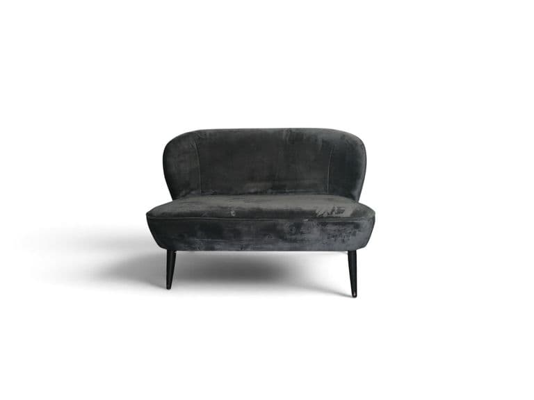 Prachtig Vintage antracietgrijs 1,5-zits velvet bankje.