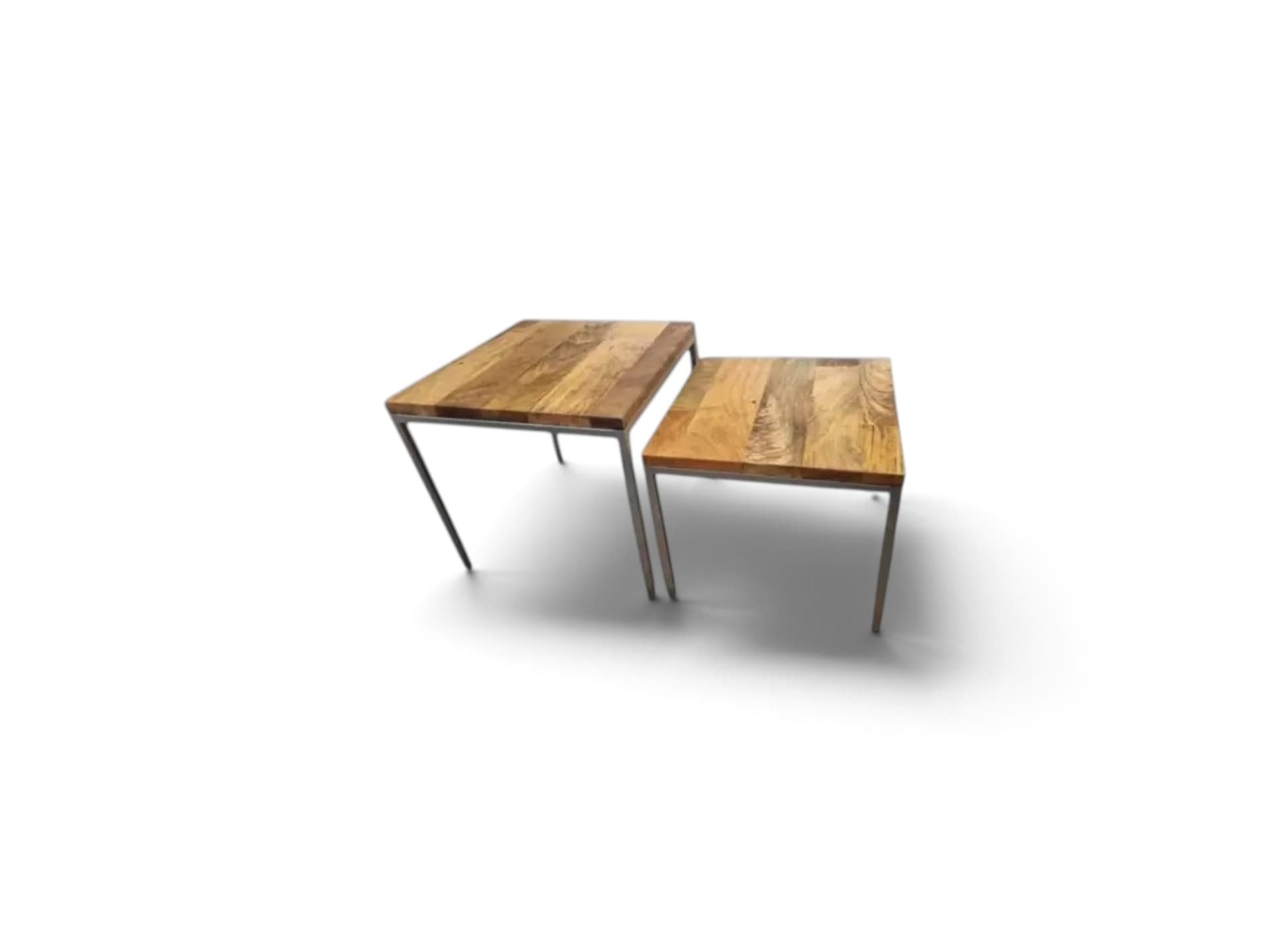 Salontafels (set) staal met recycle houten bladen