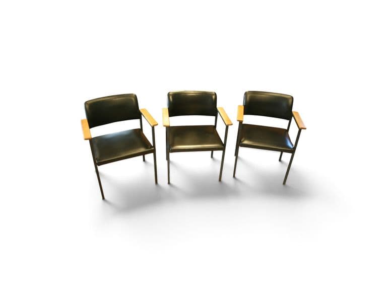Vintage bezoekersstoelen – set van 3 stuks