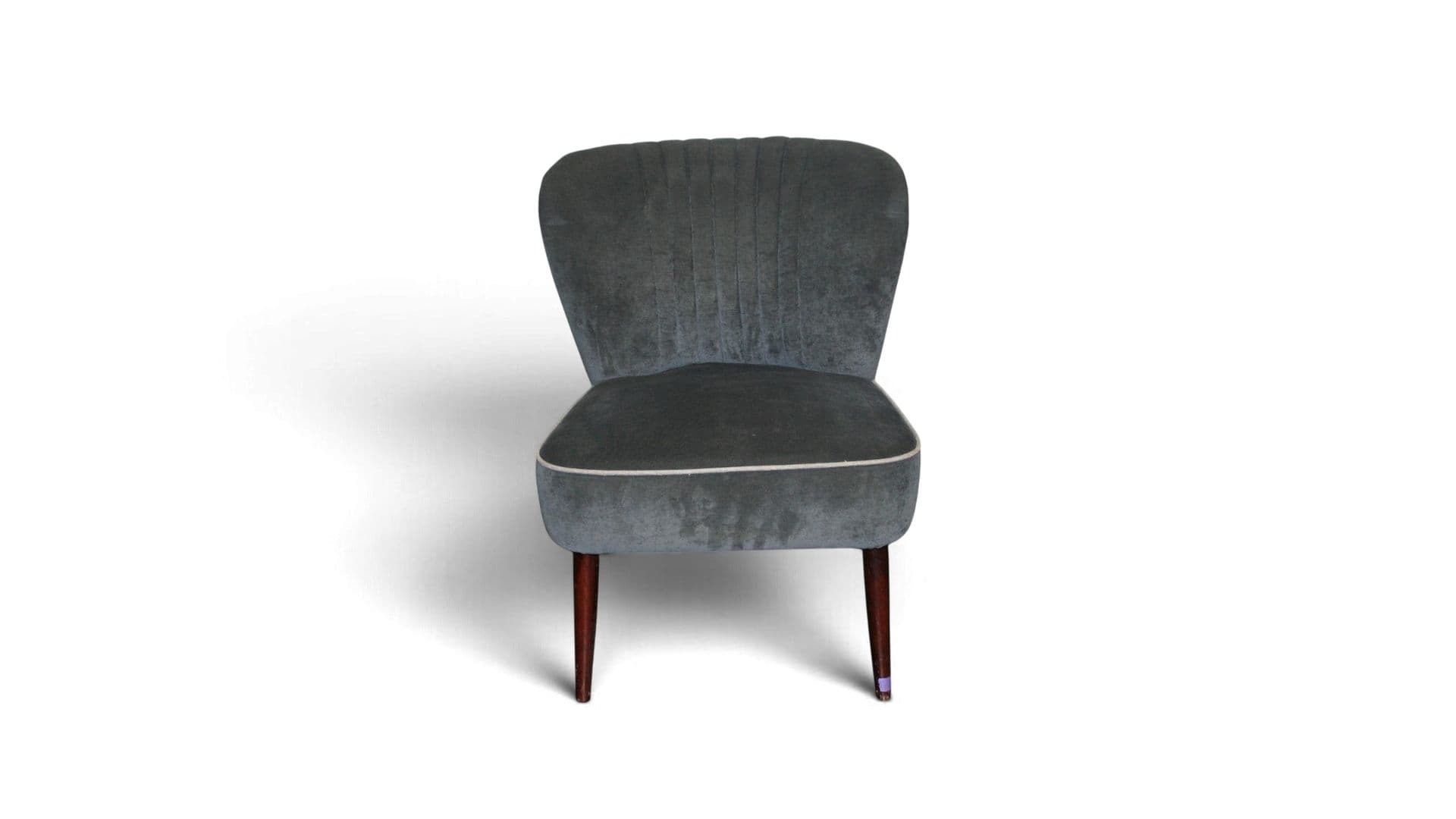 Vintage cocktailfauteuil in grijze velours bekleding