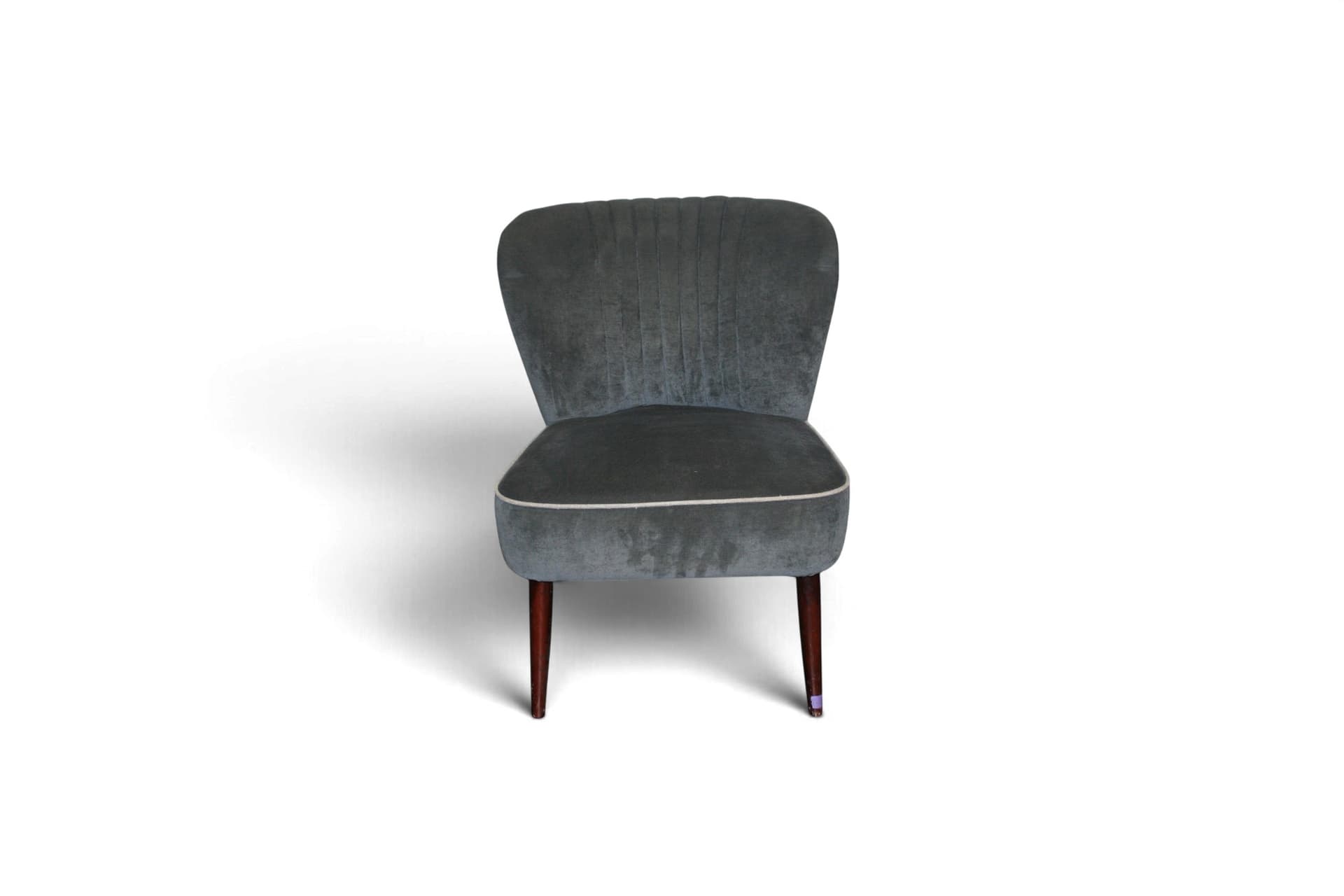 Vintage cocktailfauteuil in grijze velours bekleding