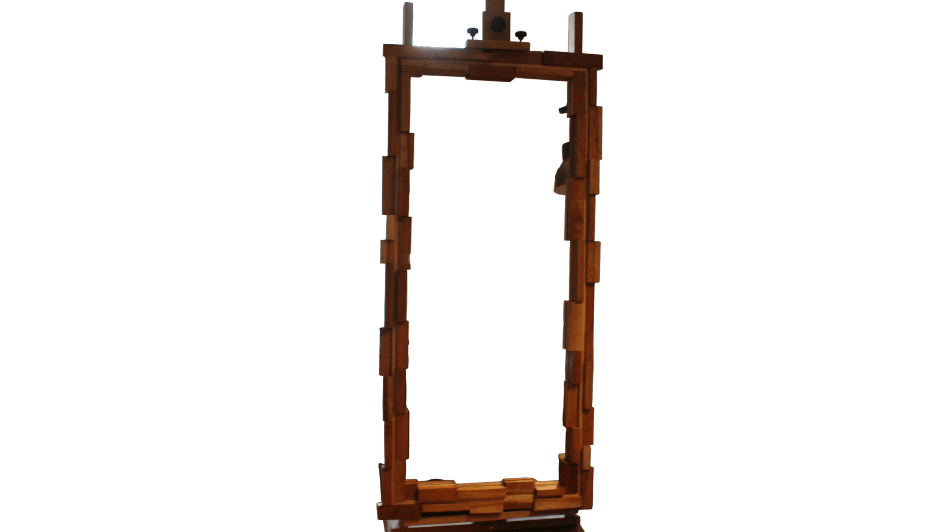Decoratieve spiegel rechthoekig 132 x 65cm van resthout.