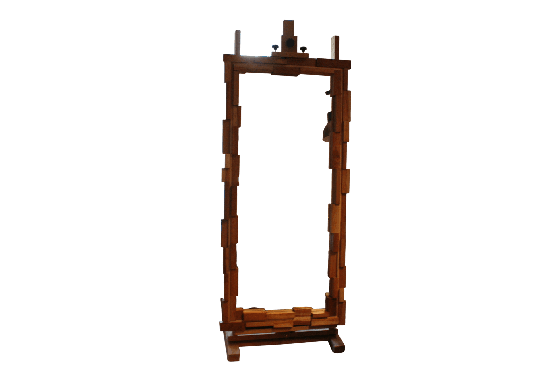 Decoratieve spiegel rechthoekig 132 x 65cm van resthout.