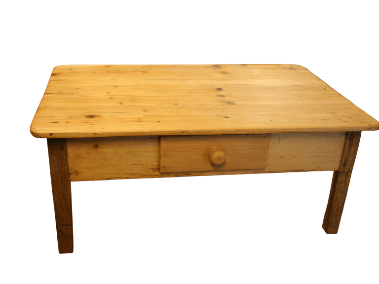 Klein Rustiek Salontafeltje – 100 x 63 cm – Massief Grenen met Lade (behandeld in onze werkplaats)..