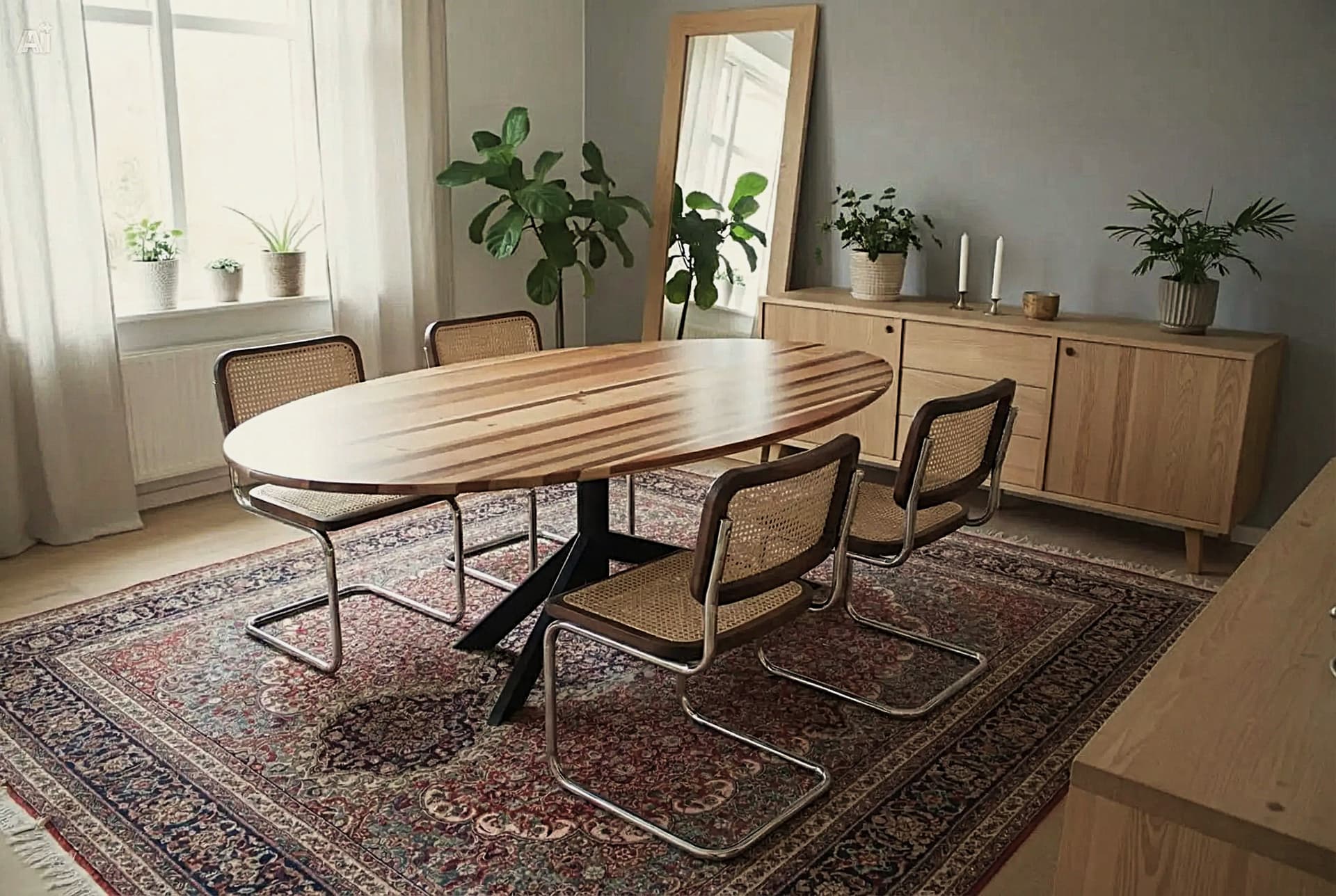Ovale eettafel – handgemaakt blad  188 x 106 cm