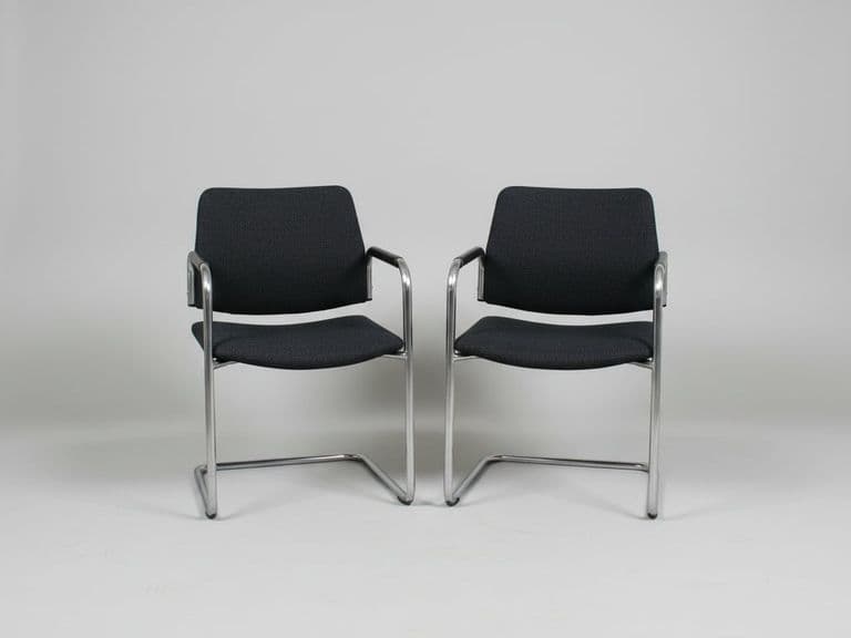 Set van 2 chromen vergaderstoelen