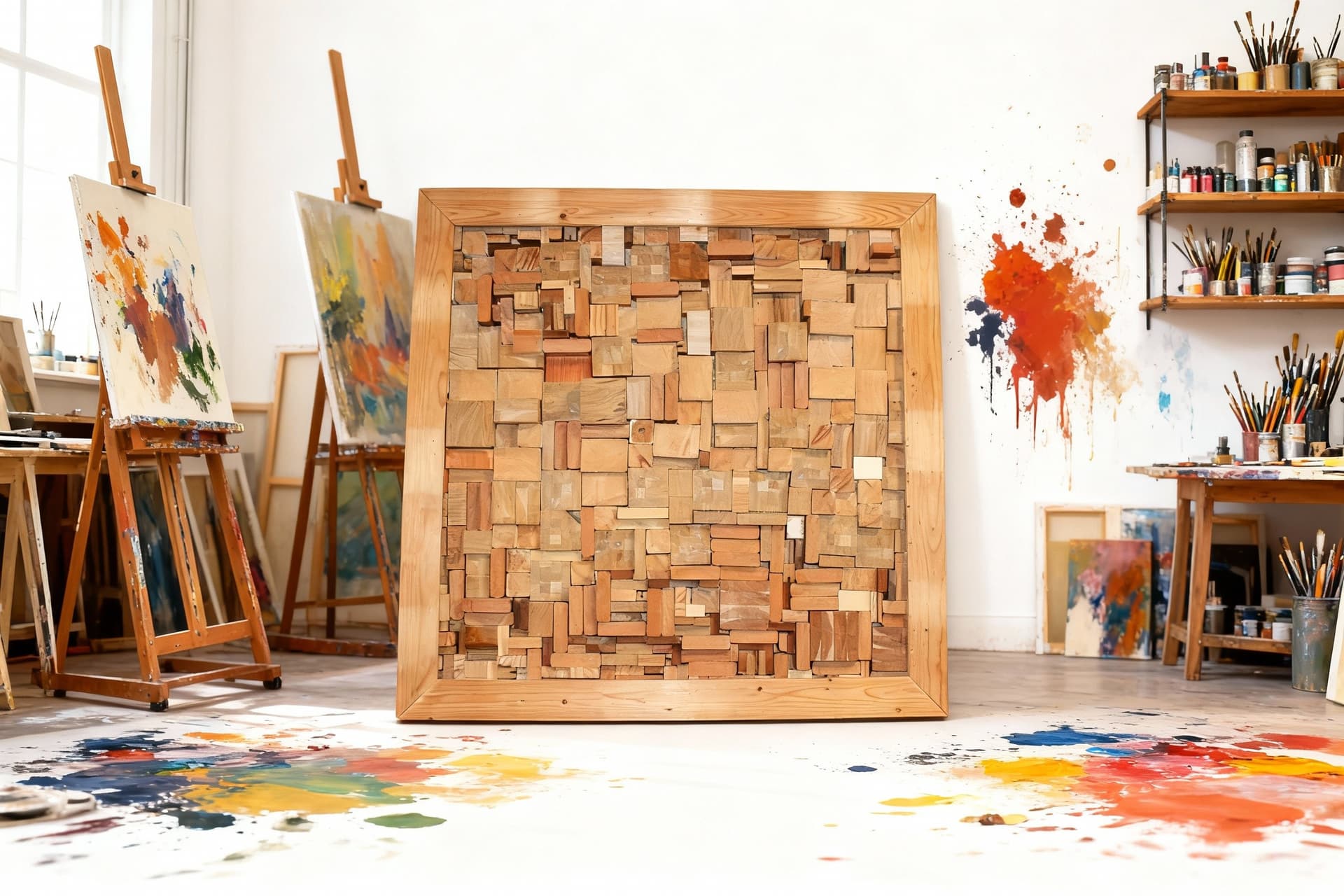 Schilderij resthout “De Gezel mark1” 95cm x 95cm