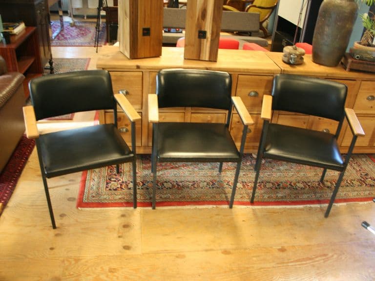 Vintage bezoekersstoelen – set van 3 stuks
