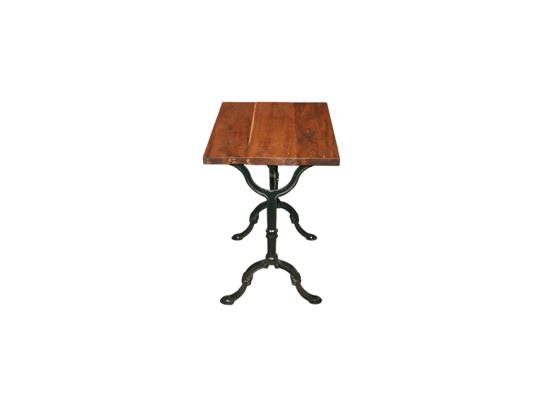 Vintage gietijzeren bijzettafel met handgemaakt houten blad