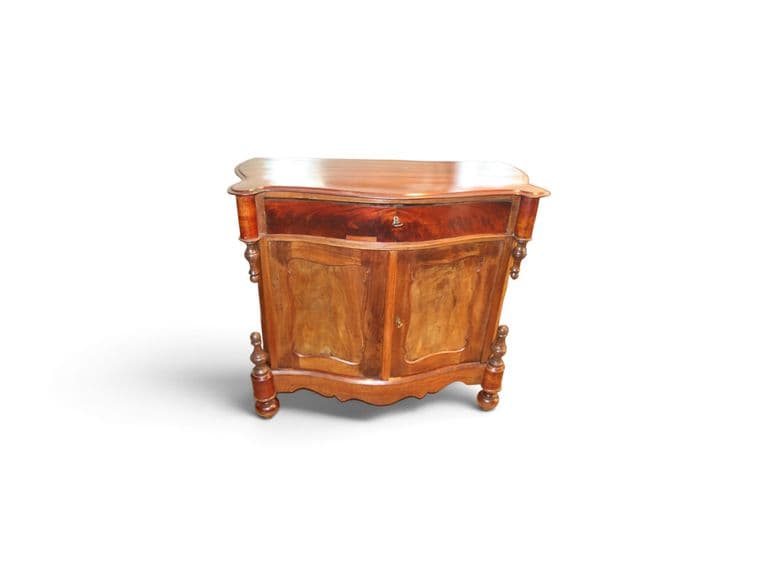 Antieke Biedermeier-stijl mahoniehouten commode – gebogen front