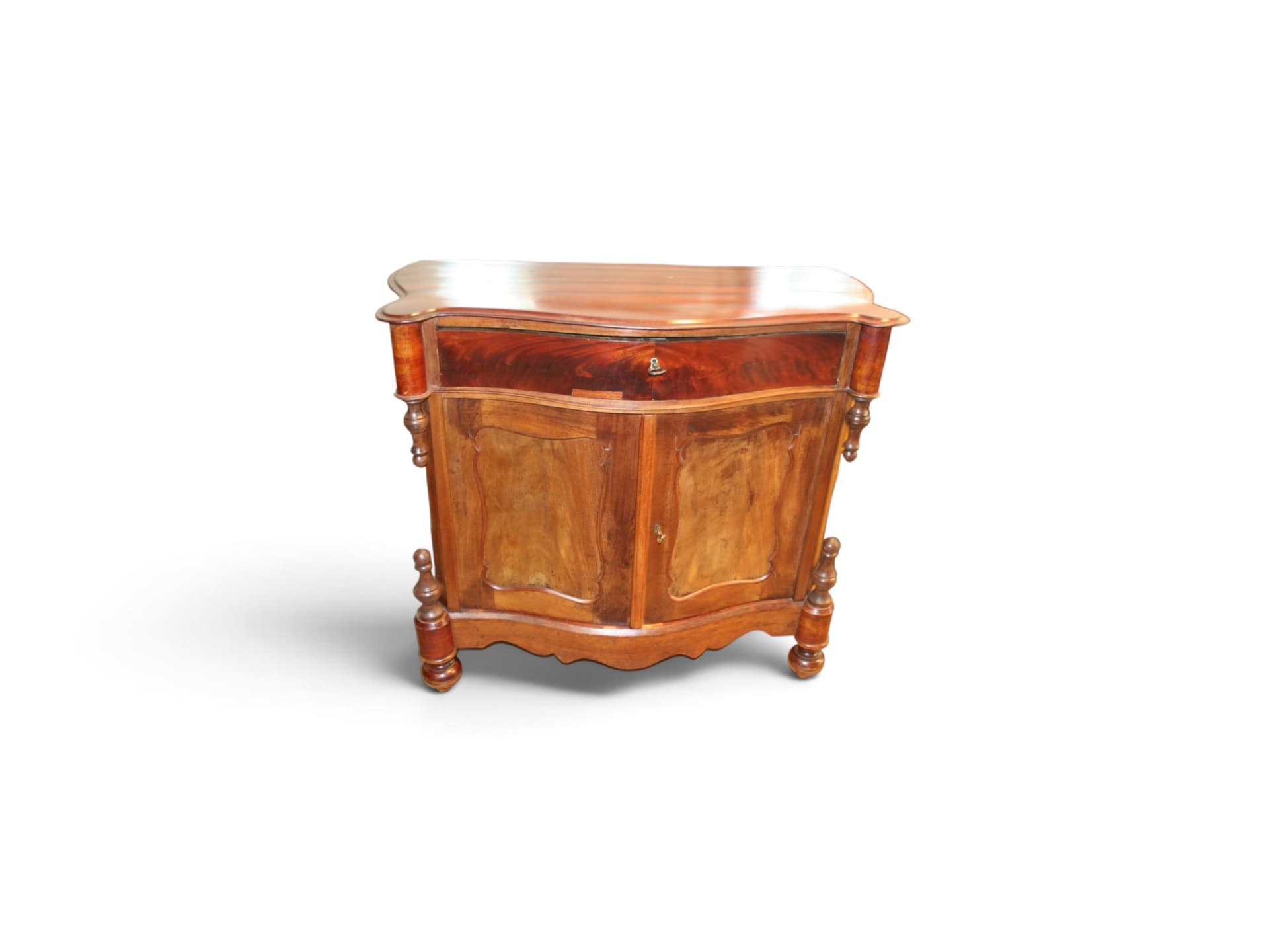 Antieke Biedermeier-stijl mahoniehouten commode – gebogen front