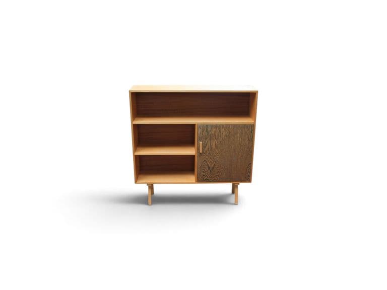 Mid-Century Teak Boekenkast met Contrastdeur - Jaren 60