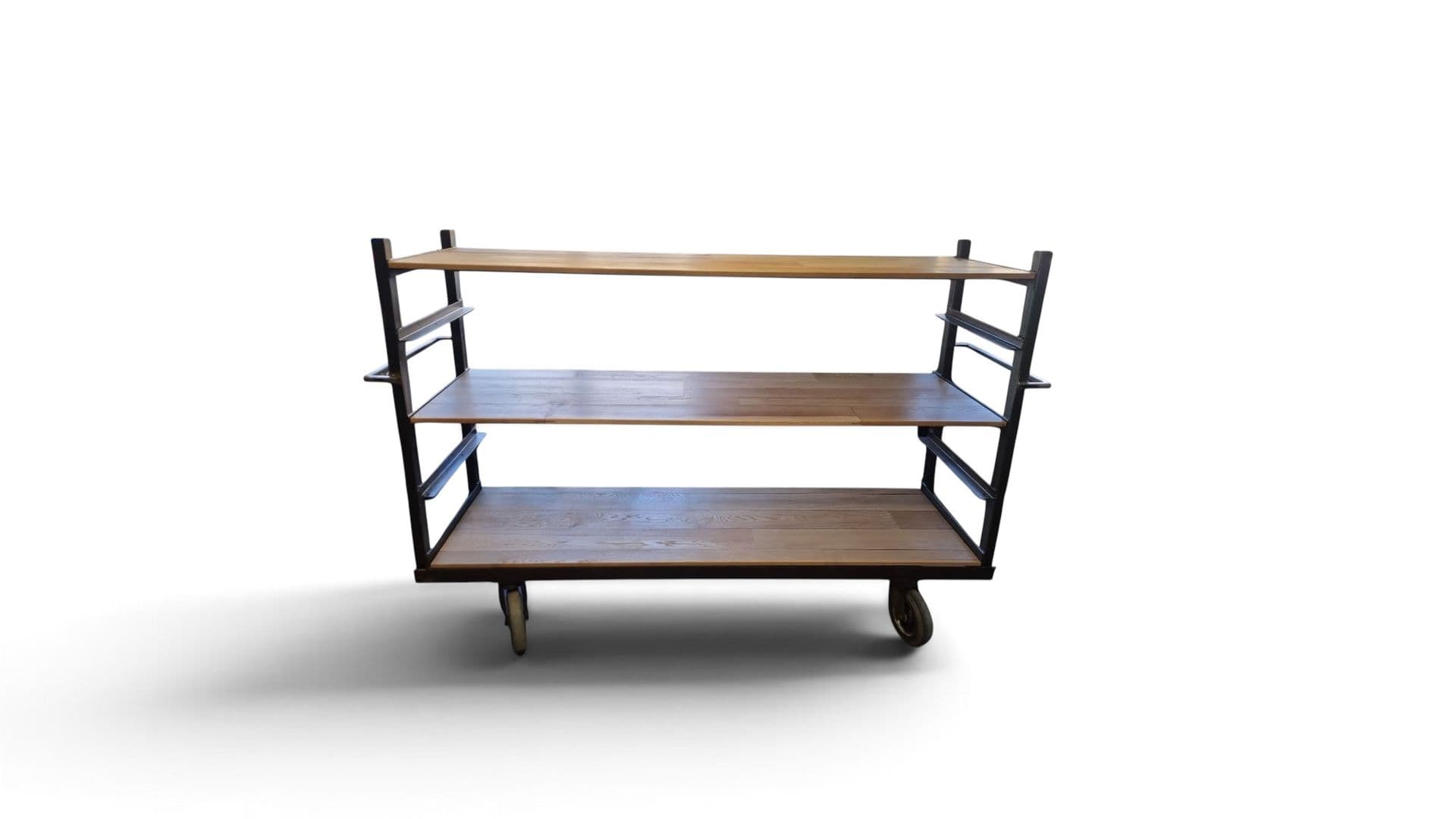 Industriële stellingskast op wielen Vintage, 205cm B x 60cm D x 139 H, 3 x Planken Multifunctioneel.