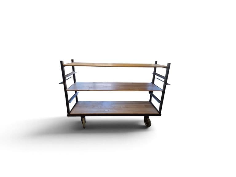 Industriële stellingskast op wielen Vintage, 205cm B x 60cm D x 139 H, 3 x Planken Multifunctioneel.