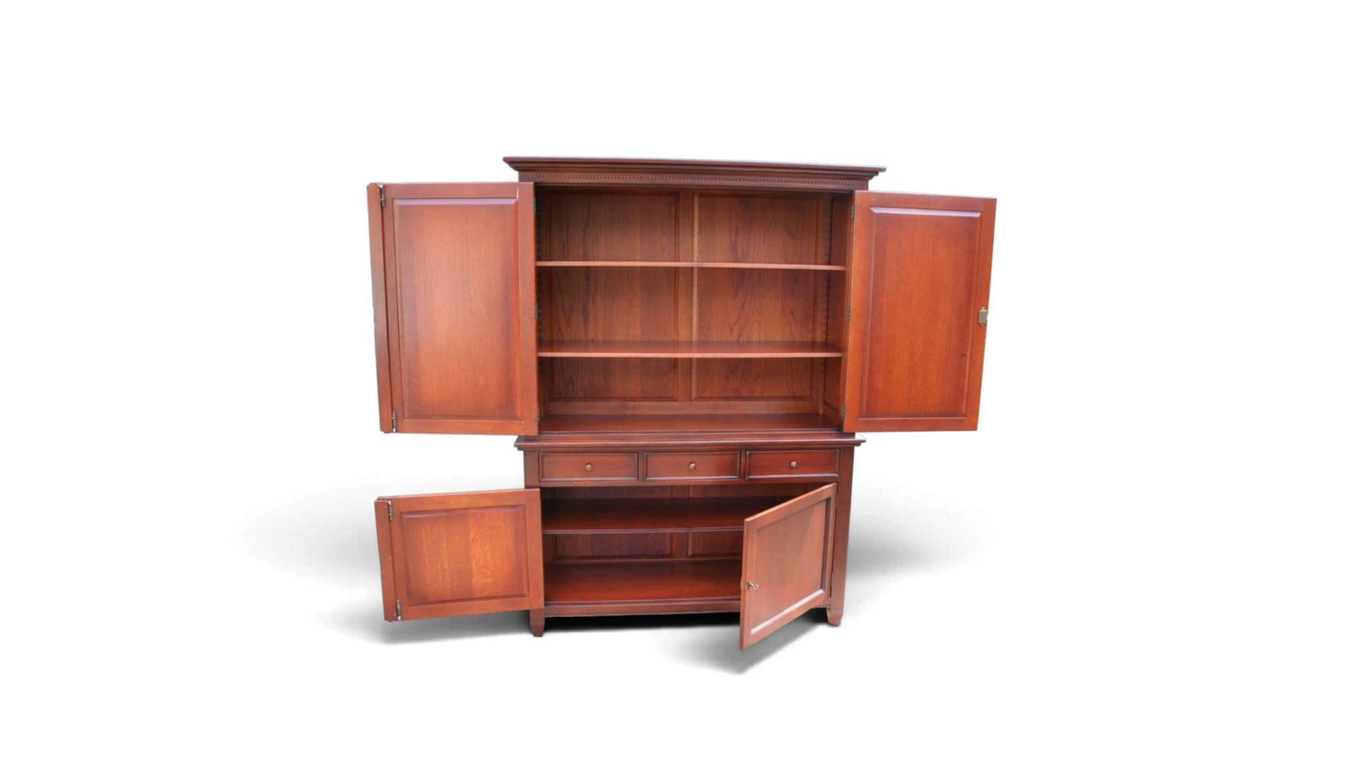 Klassieke tweedeurs buffetkast met 3 laden – donker hout