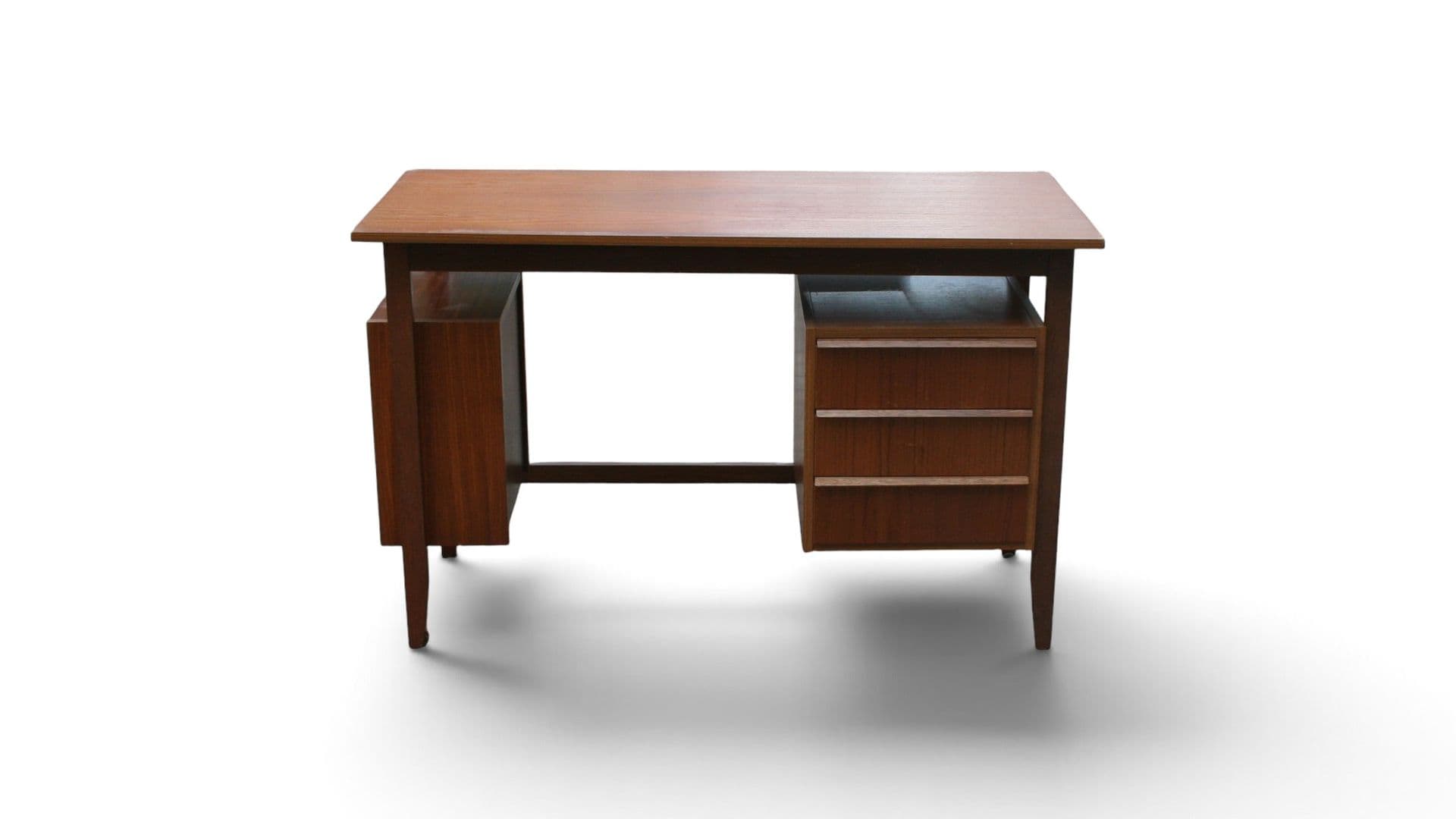 Mid-Century Modern Teak Bureau met Zwevend Blad – Jaren ’60
