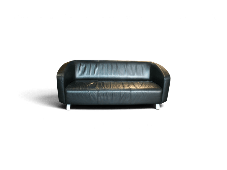Originele Rolf Benz Designbank – Zwart Leer met Retro Uitstraling