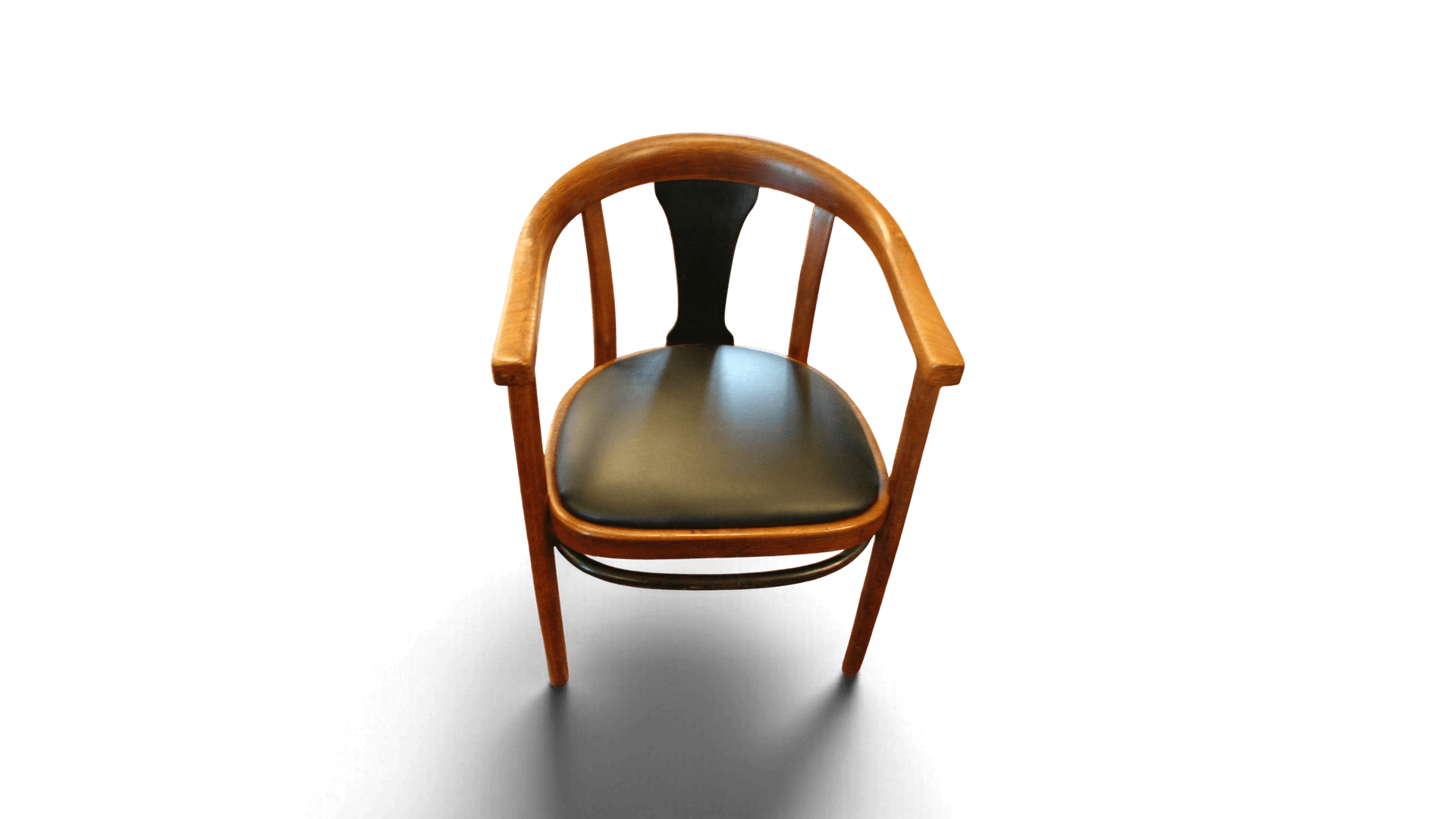 Originele Vintage Thonet A968F Armstoel – Jaren '30 Design met Zwart Leer