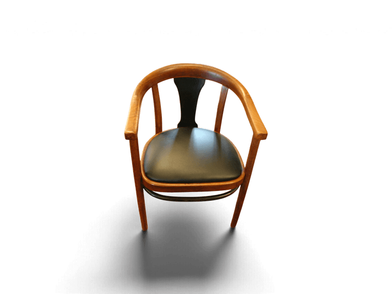 Originele Vintage Thonet A968F Armstoel – Jaren '30 Design met Zwart Leer