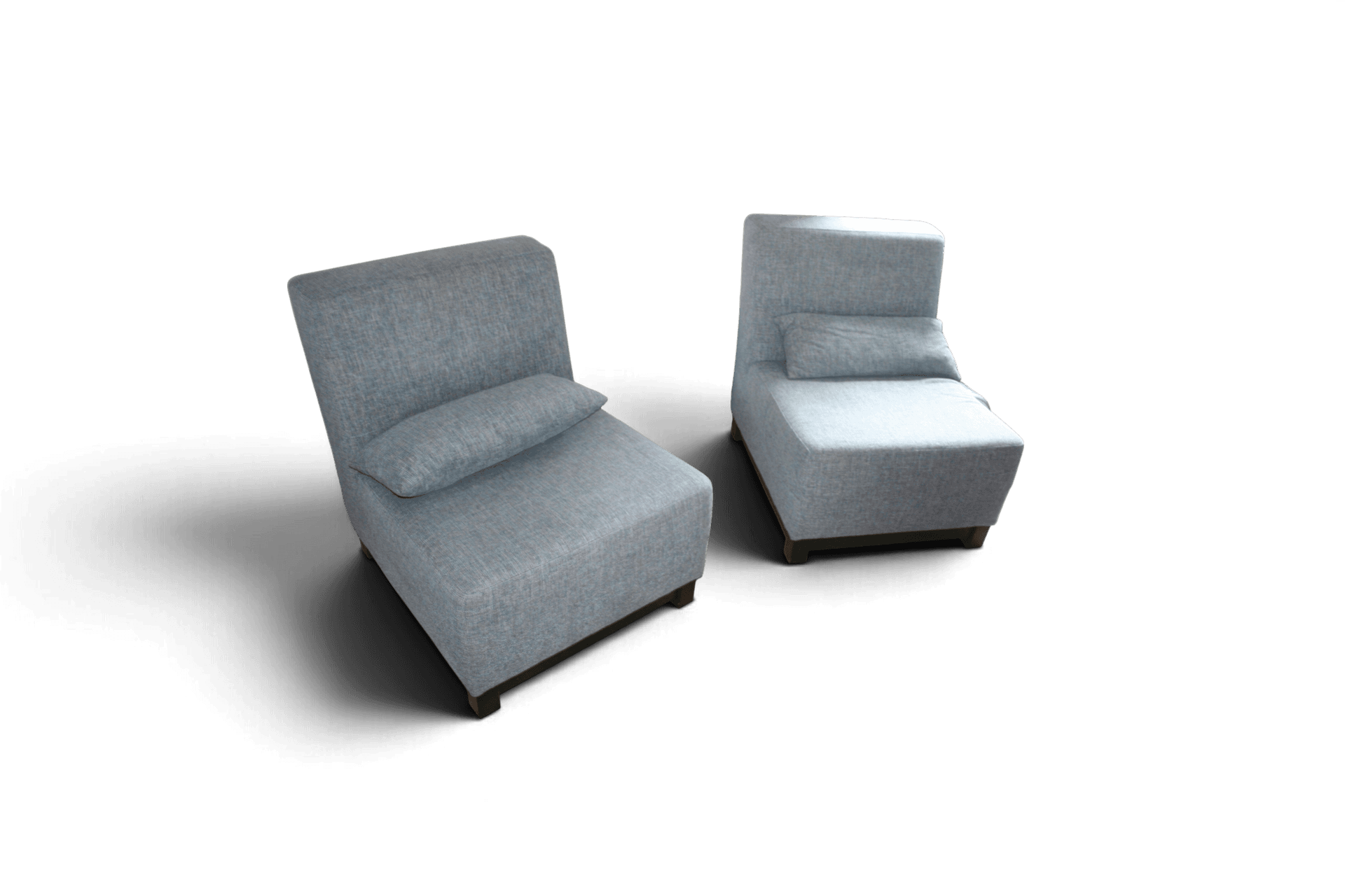 Set van twee Keijser & Co fauteuils in blauwgrijze gemêleerde stof