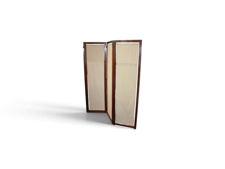 Vintage Mid-Century Modern 3-Panel Kamerscherm met Linnen Panelen