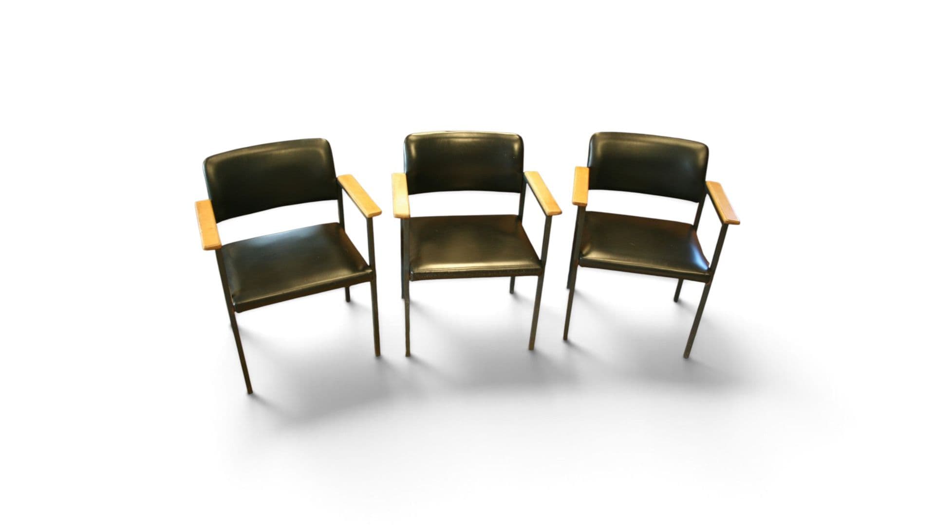 Vintage bezoekersstoelen – set van 3 stuks