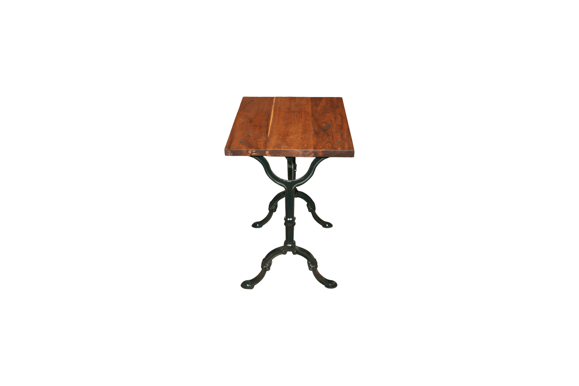 Vintage gietijzeren bijzettafel met handgemaakt houten blad